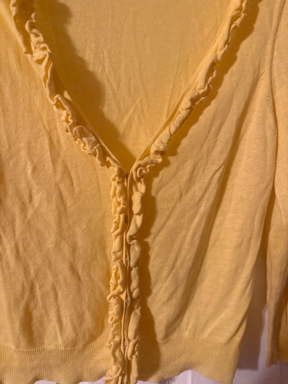 Yellow Ruffle Trim Cardigan - Picture 3 of 3